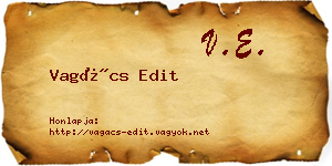 Vagács Edit névjegykártya